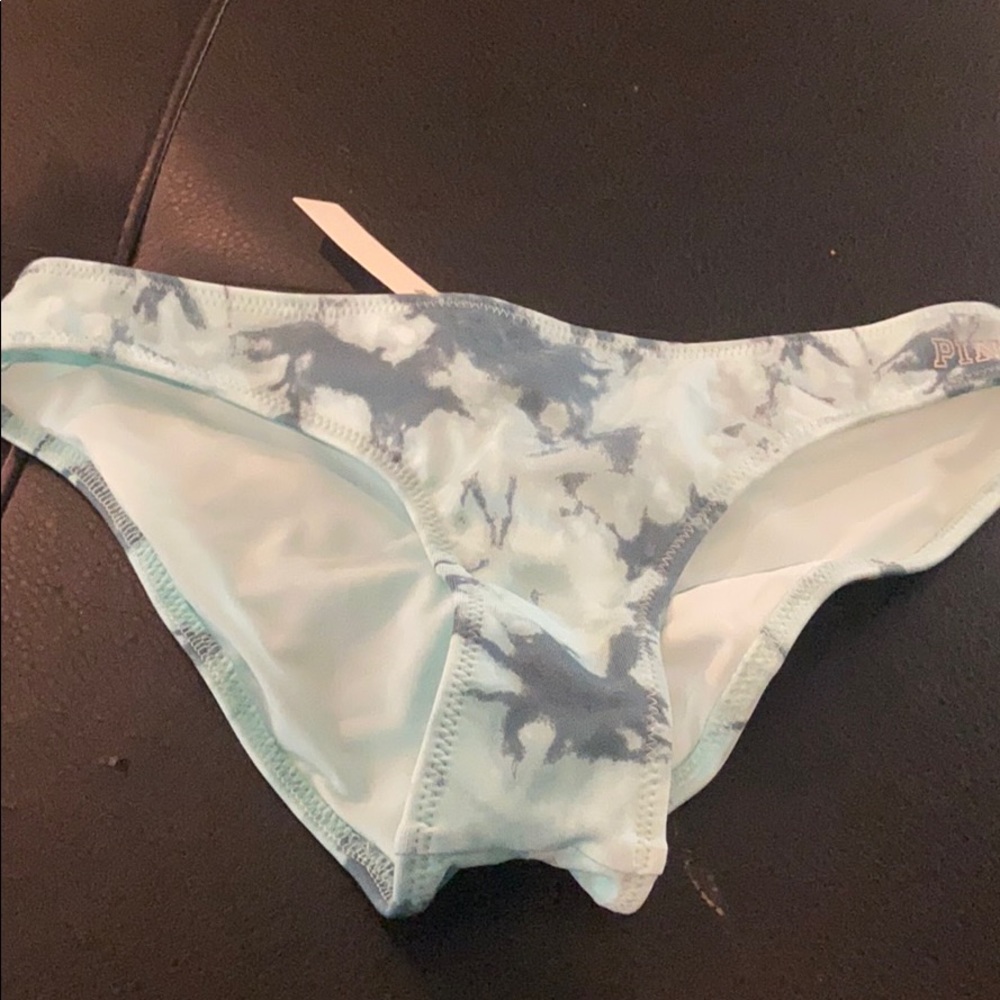 Pink nation blue tie-die bikini bottoms